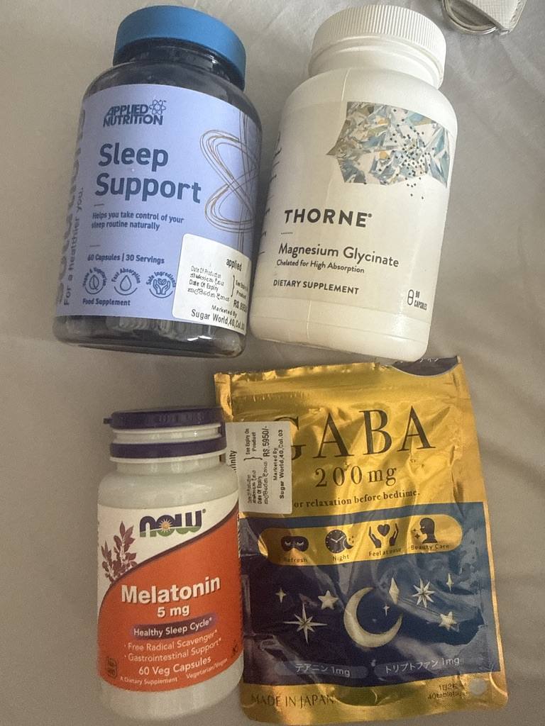Sleep stack: magnesium glycinate, melatonin, GABA